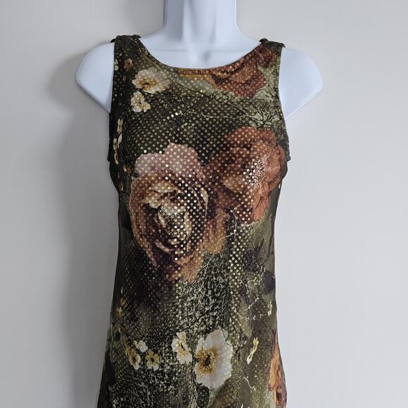 Jessica Howard Dress Womens Petite 4 Floral Sheer Metallic Y2K Forest Fairy VTG - Picture 10 of 11
